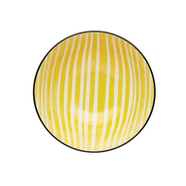 Kitchencraft Stoneware Bowl - Yellow Stripe - Potters Cookshop