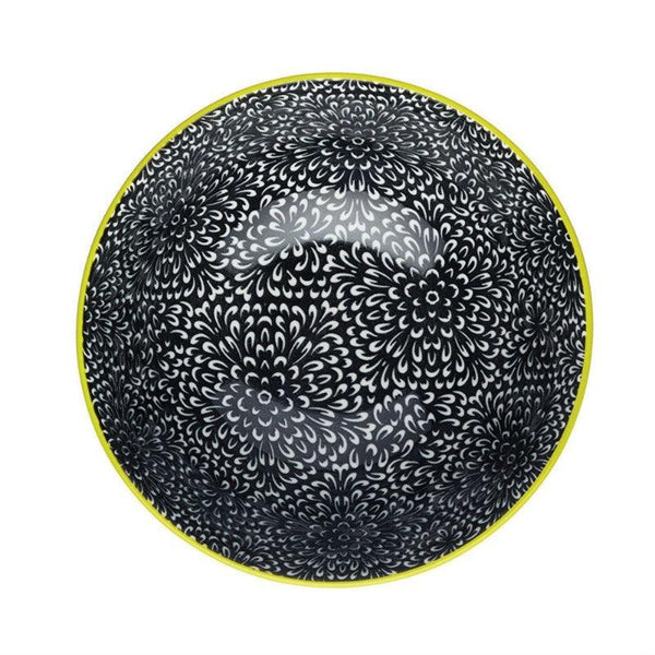 Kitchencraft Stoneware Bowl - Black Floral - Potters Cookshop