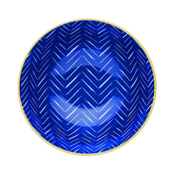 Kitchencraft Stoneware Bowl - Blue Chevron - Potters Cookshop