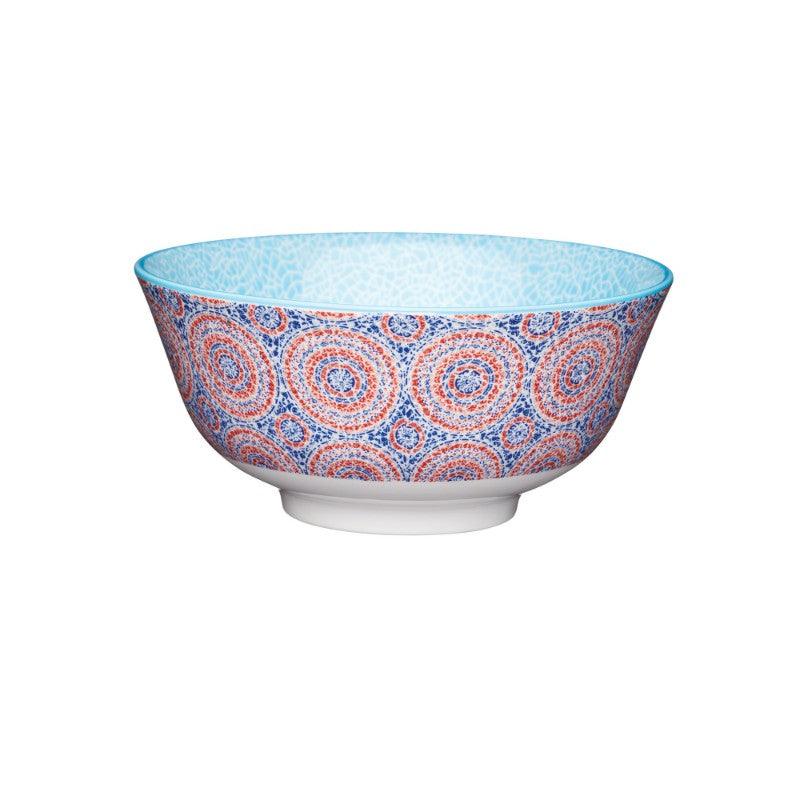 Kitchencraft Stoneware Bowl - Blue & Red Mosaic - Potters Cookshop