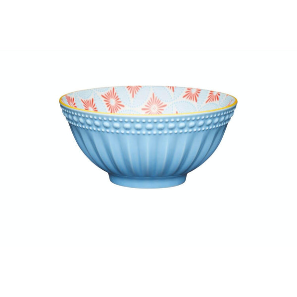 Kitchencraft Stoneware Bowl - Pale Blue Detailed - Potters Cookshop