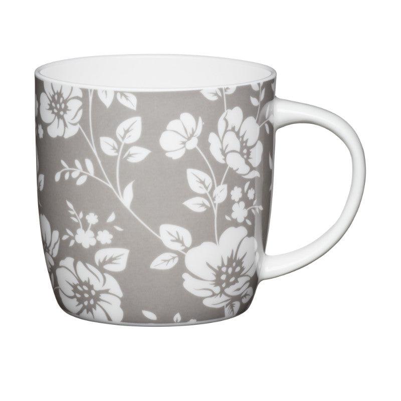 Kitchencraft 425ml Barrel Mug - Grey Floral - Potters Cookshop