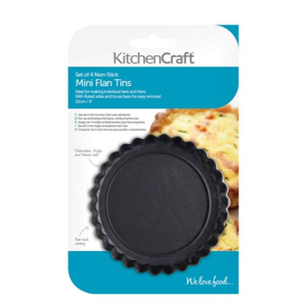 KitchenCraft Mini Flan Tins - Set of 4 - Potters Cookshop
