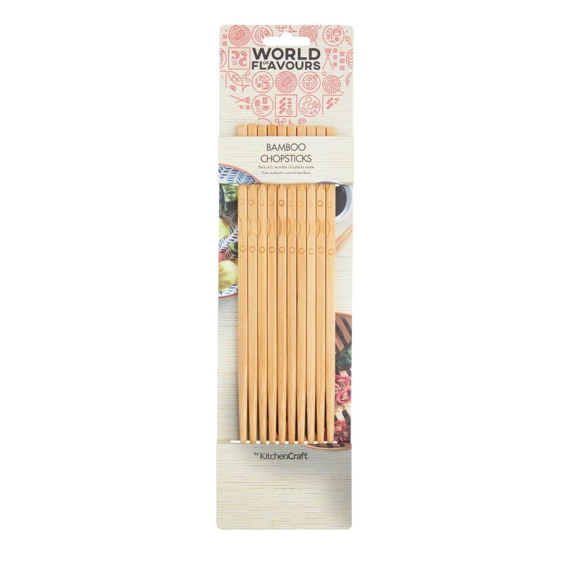 World Of Flavours Oriental Bamboo Chopsticks - Pack of 10