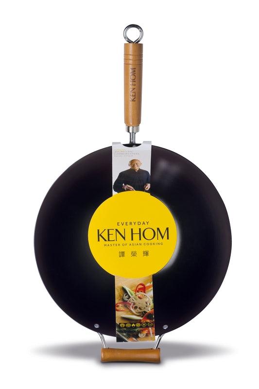 Ken Hom Everyday Non-Stick Carbon Steel Wok - 35cm - Potters Cookshop
