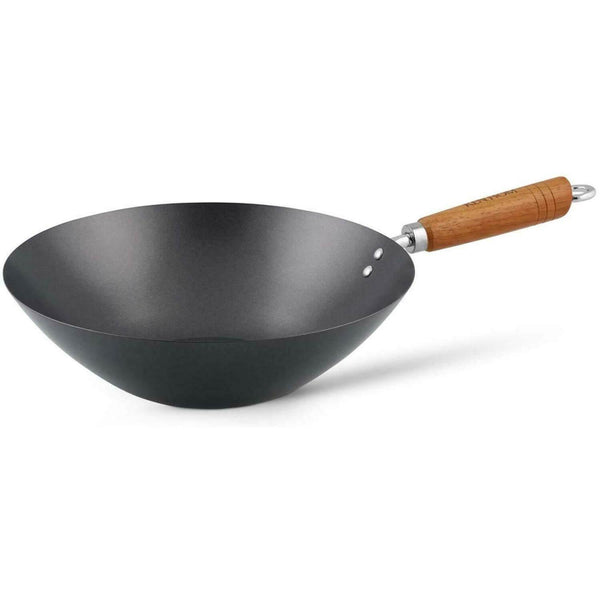 Ken Hom Classic Non Stick Carbon Steel Wok - 31cm - Potters Cookshop
