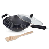 Ken Hom Excellence Non-Stick Carbon Steel Wok Set - 4 Piece - Potters Cookshop