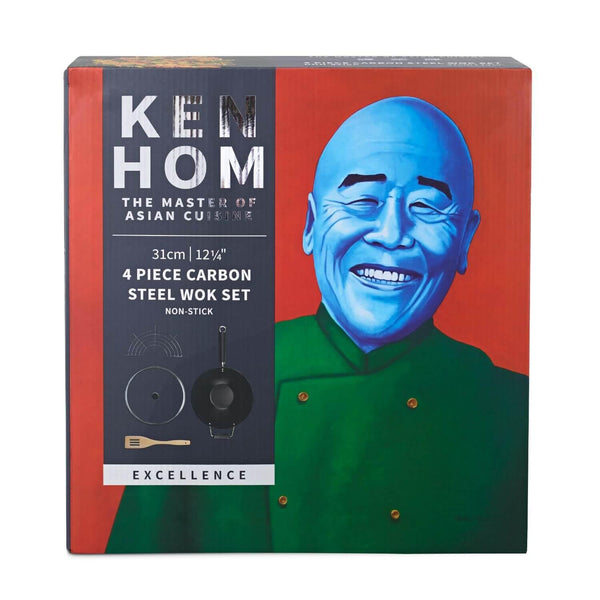Ken Hom Excellence Non-Stick Carbon Steel Wok Set - 4 Piece - Potters Cookshop