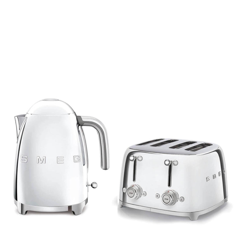 Buy Smeg Jug Kettle Slice Toaster Set Chrome – Potters