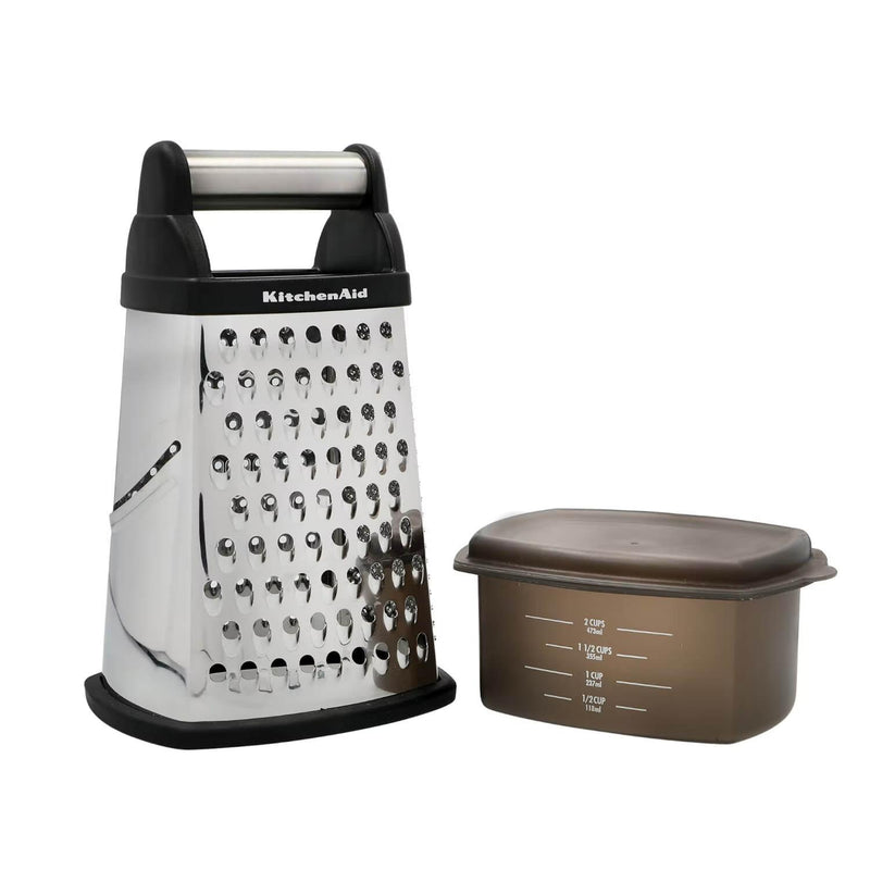 KitchenAid Stainless Steel Box Grater - Black Trim - Potters Cookshop