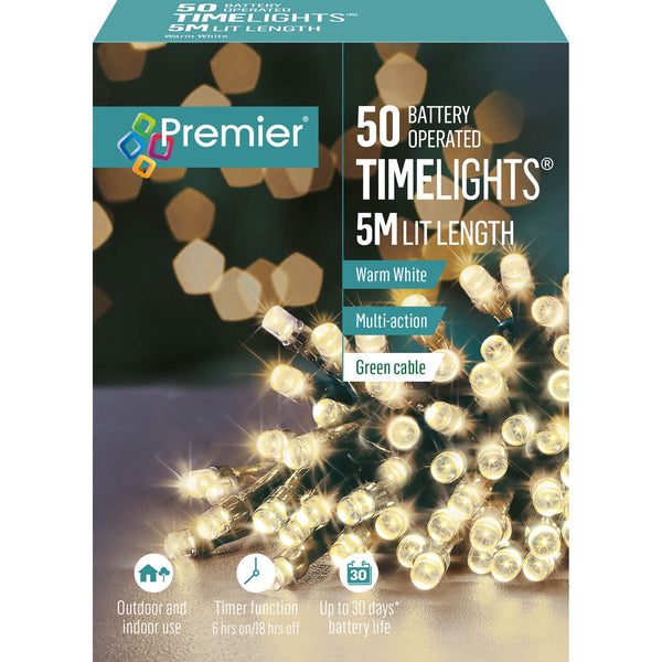 Premier Christmas Time Lights 5 Metre 50 LED Lights - Warm White