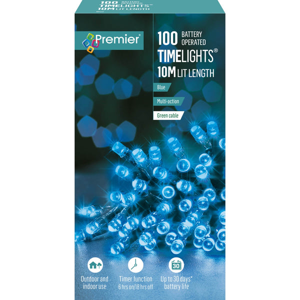 Premier Christmas Time Lights 10 Metre 100 LED Lights - Blue