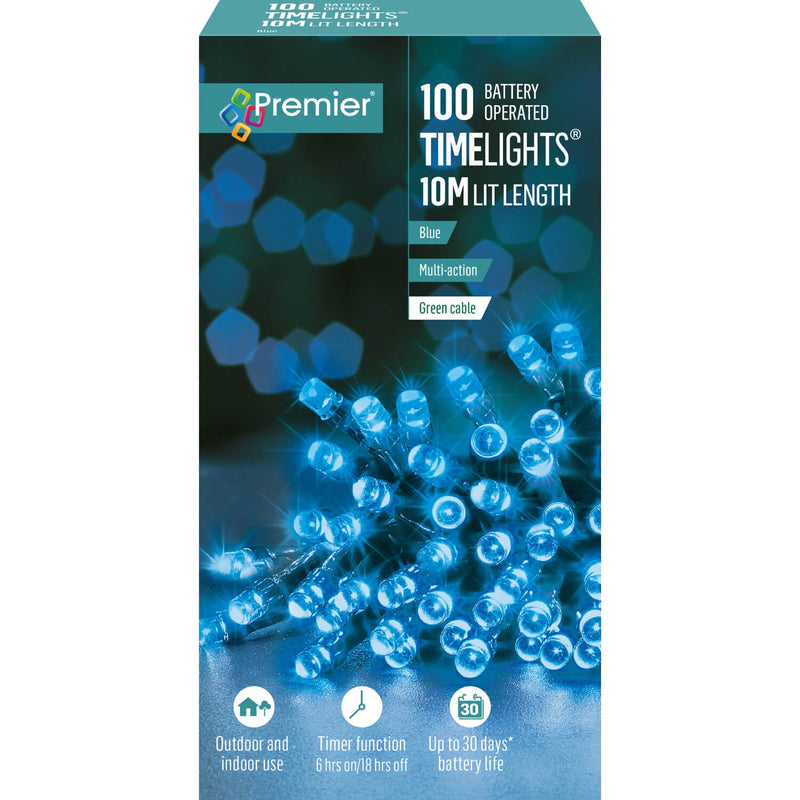 Premier Christmas Time Lights 10 Metre 100 LED Lights - Blue