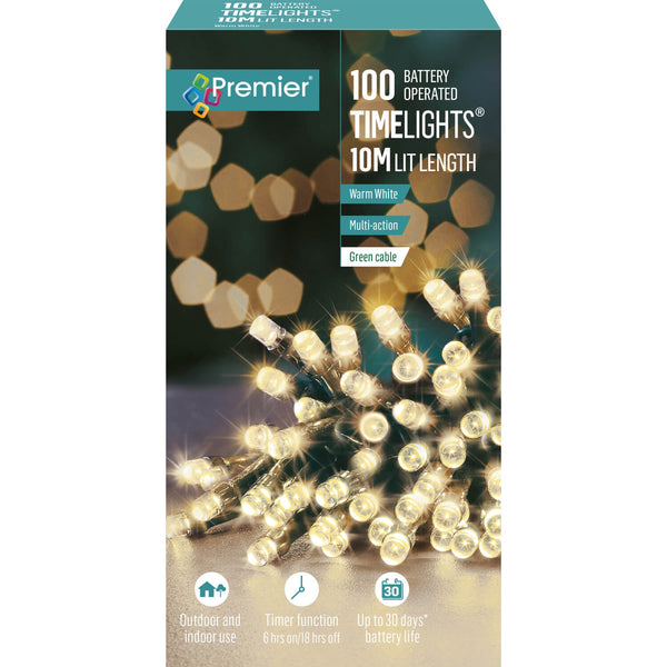 Premier Christmas Time Lights 10 Metre 100 LED Lights - Warm White