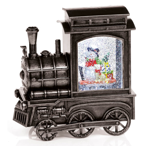 Premier Christmas 17.5cm Antique Silver Glitter Water Spinner - Train
