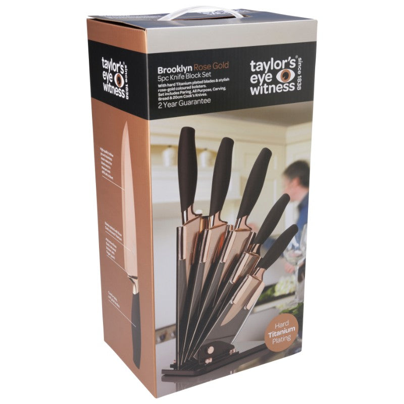 Rose gold knife cheap block