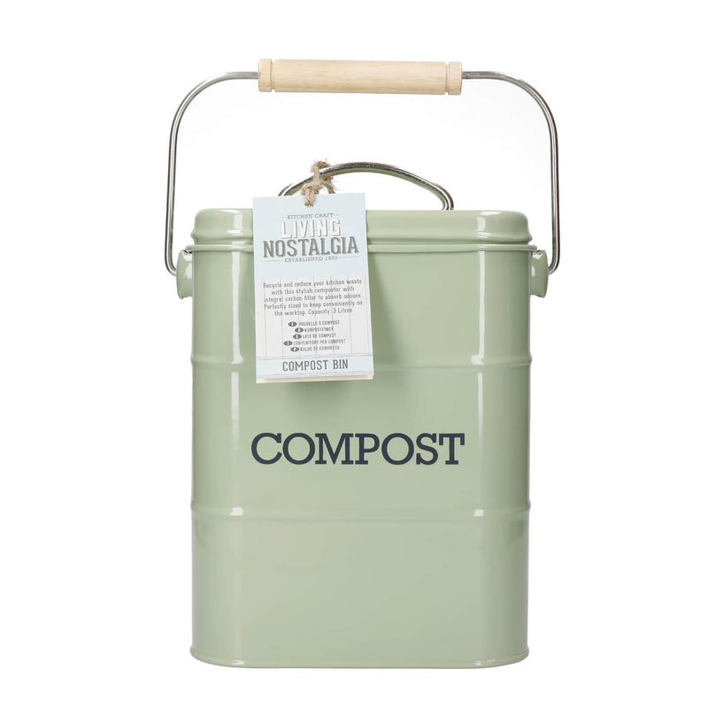 Living Nostalgia Compost Bin - Sage Green - Potters Cookshop