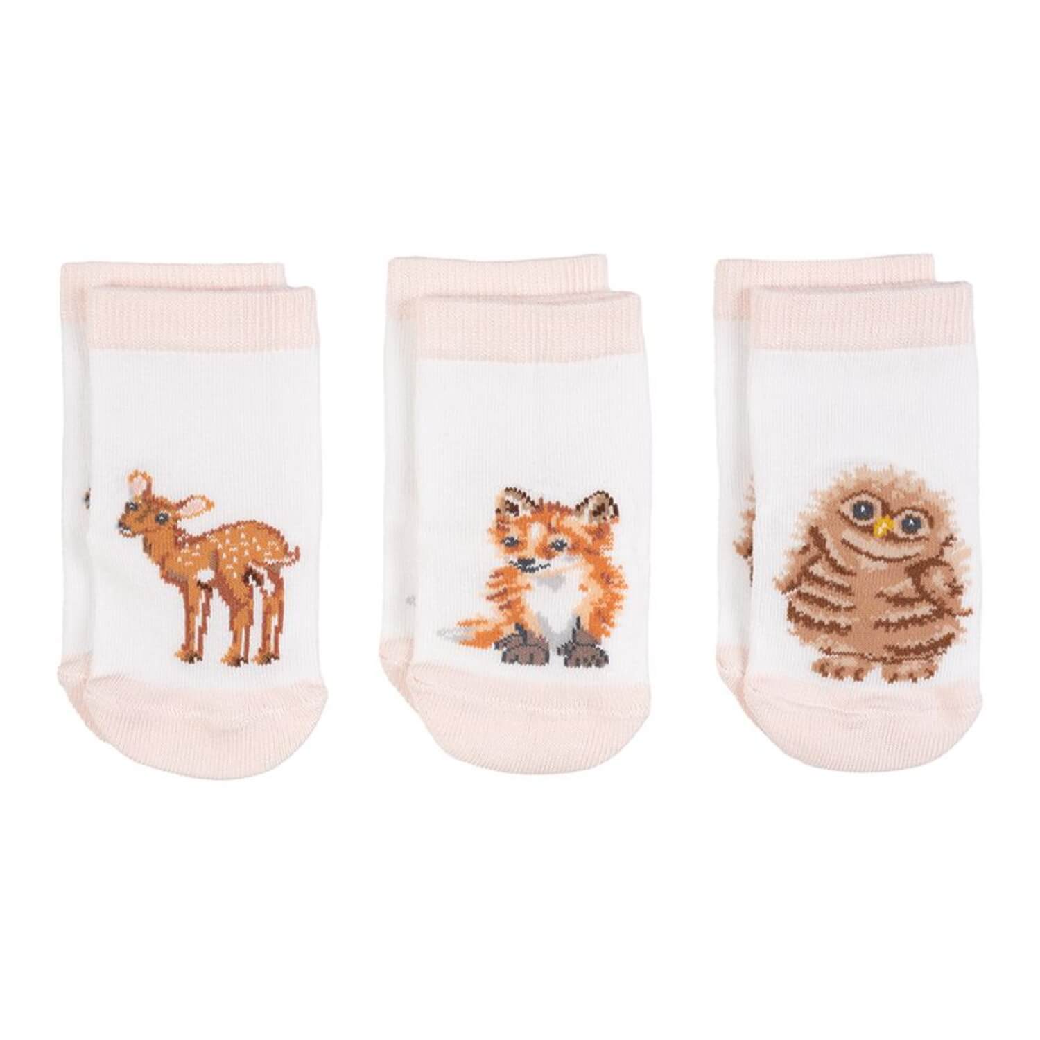 Wrendale Little Wren Baby Socken Set – 3 Paar, Zebra, Löwe, Giraffe, 0-6 Monate, Weich & Waschbar