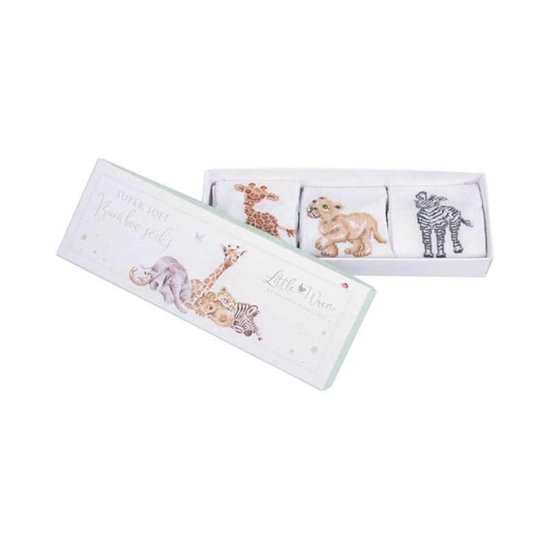 Wrendale Designs Little Wren Little Savannah African Animal Bamboo Baby Socks - 0-6 Months