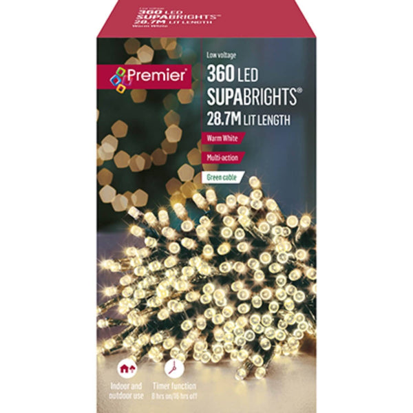Premier Christmas Supa Brights 28 Metre 360 LED Lights - Warm White - Potters Cookshop