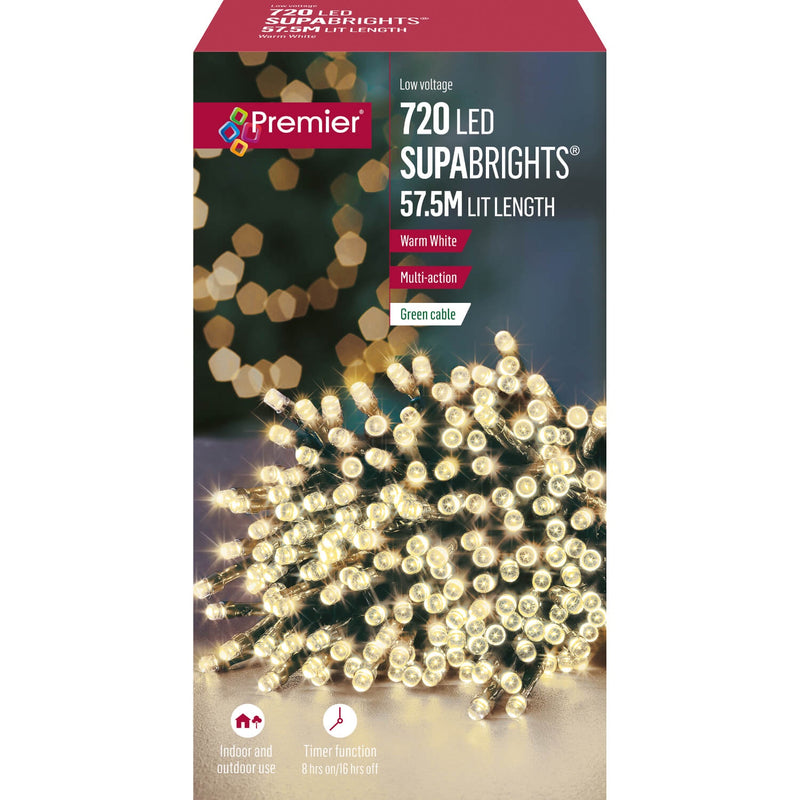 Premier Christmas Supa Brights 57.5 Metre 720 LED Lights - Warm White