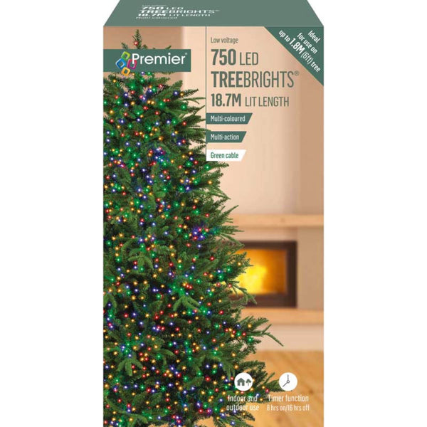 Premier Christmas Tree Brights 18.7 Metre 750 LED Lights - Multicoloured