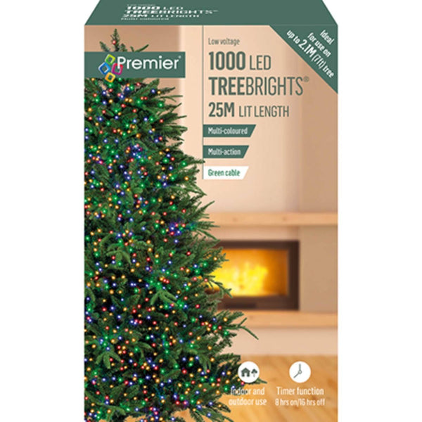 Premier Christmas Tree Brights 25 Metre 1000 LED Lights - Multi-Coloured - Potters Cookshop