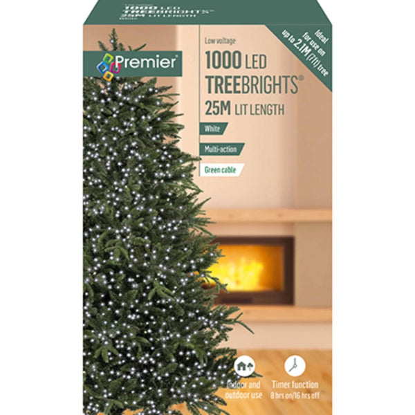 Premier Christmas Tree Brights 25 Metre 1000 LED Lights - White - Potters Cookshop
