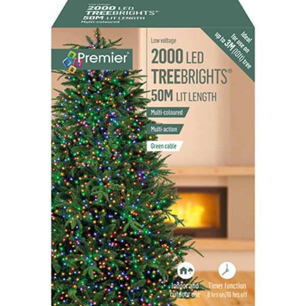 Premier Christmas Tree Brights 50 Metre 2000 LED Lights - Multi-Coloured - Potters Cookshop
