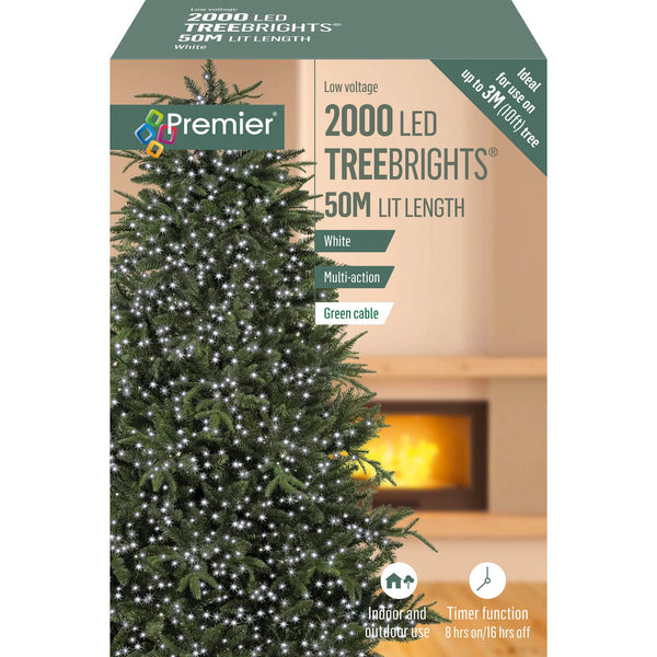 Premier Christmas Tree Brights 50 Metre 2000 LED Lights - White