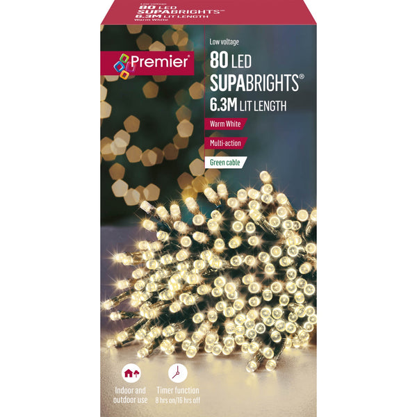 Premier Christmas Supa Brights 6.3 Metre 80 LED - Warm White