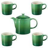 Le Creuset Bamboo Stoneware 4 Piece Mug & Grand Teapot Set - Green - Potters Cookshop