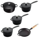 Le Creuset Signature 5 Piece Cast Iron Cookware Set - Satin Black - Potters Cookshop
