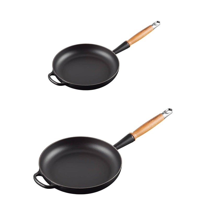 Le Creuset Signature Cast Iron 2 Piece Frying Pan Set - Satin Black - Potters Cookshop