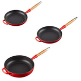 Le Creuset Signature Cast Iron 3 Piece Frying Pan & Saute Pan Set - Cerise - Potters Cookshop