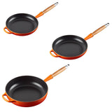 Le Creuset Signature Cast Iron 3 Piece Frying Pan & Saute Pan Set - Volcanic - Potters Cookshop