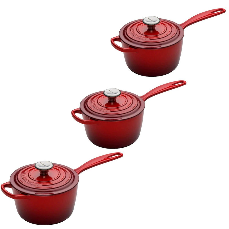 Buy Le Creuset Signature Cast Iron 3 Piece Saucepan Set Cerise