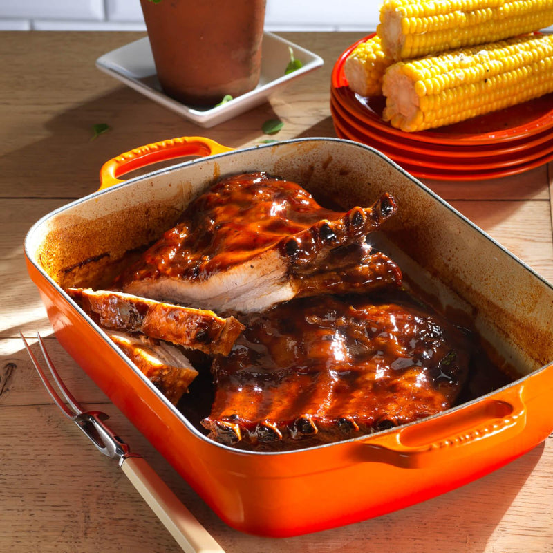 Le Creuset Signature 33cm Cast Iron Roaster - Volcanic - Potters Cookshop