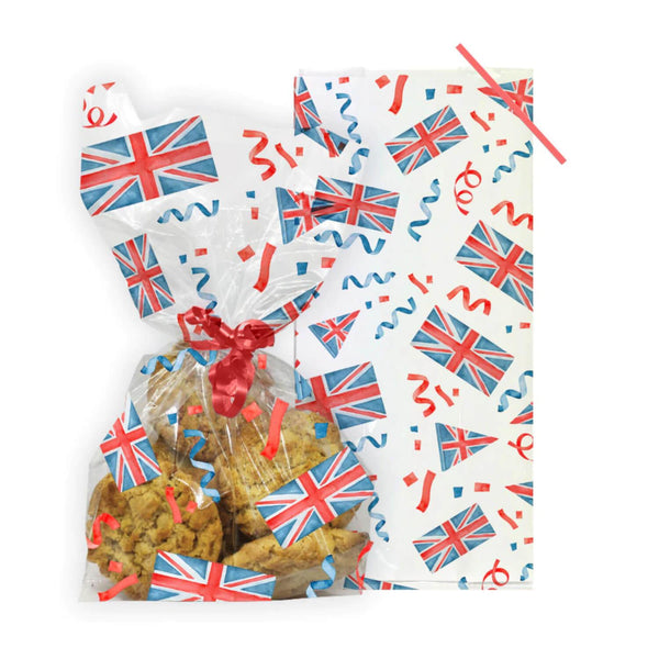 Creative Party 20 Pack Cello Bags With Twist Ties - Union Jack - Potters Cookshop