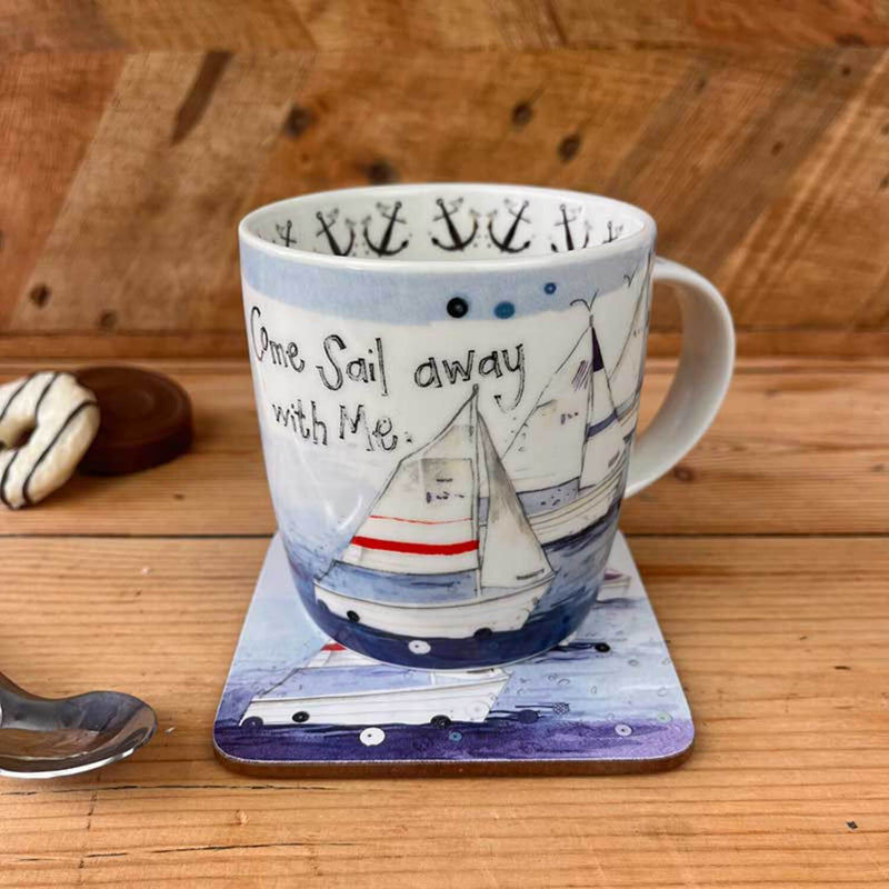 Alex Clark 400ml Mug - Sailing Boats