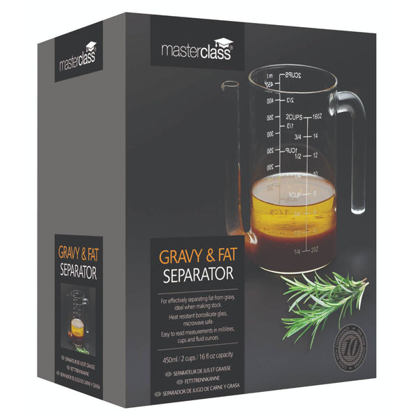 MasterClass Glass Gravy / Fat Separator - 450ml - Potters Cookshop