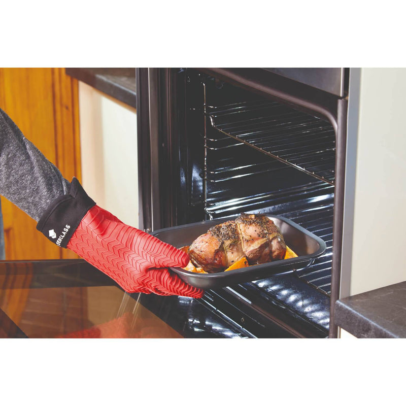 MasterClass Fleece Lined Silicone Oven Glove - Red - Potters Cookshop