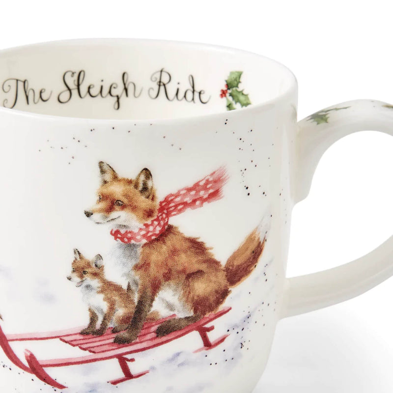 Royal Worcester Wrendale Christmas Mug - The Sleigh Ride Fox