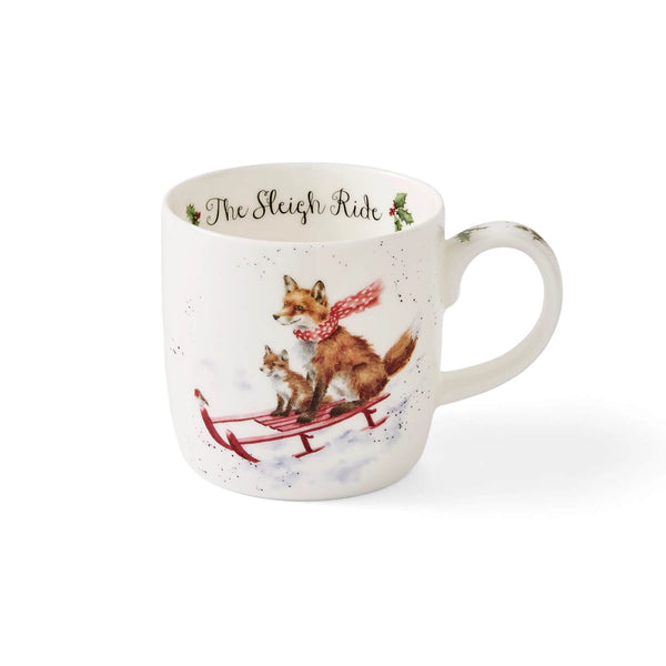 Royal Worcester Wrendale Christmas Mug - The Sleigh Ride Fox