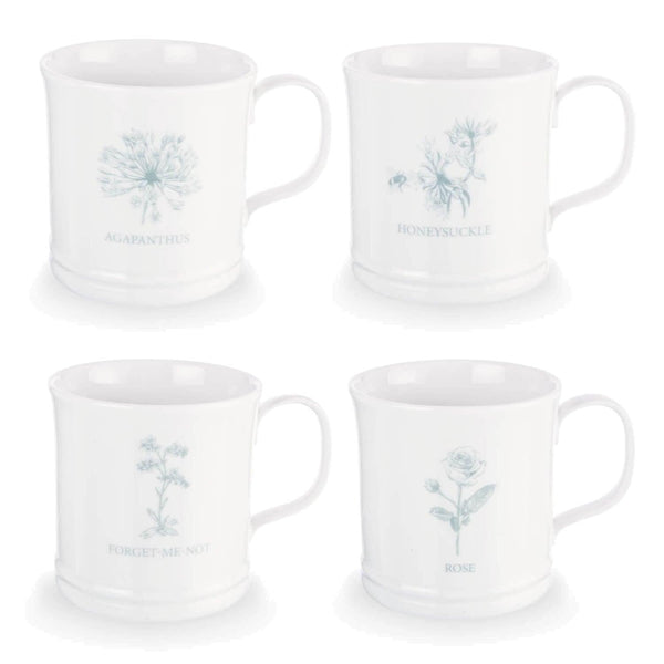 Mary Berry English Garden 4 Piece Mug Set - British Flowers - Potters Cookshop