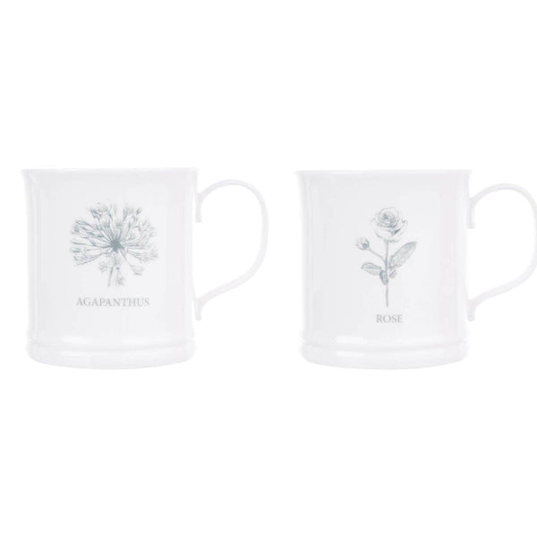 Mary Berry English Garden Flowers 300ml Mugs - Set of 2 - Potters Cookshop