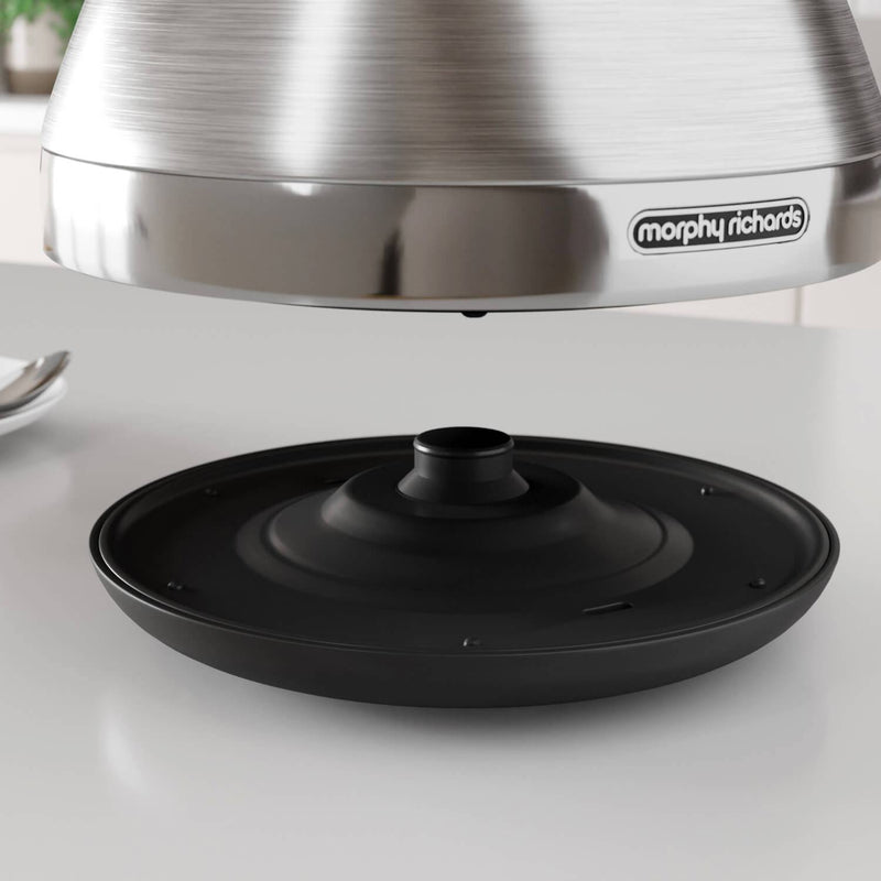 Morphy Richards Venture Pyramid Kettle & 4 Slice Toaster Set - Brushed Stainless Steel - Potters Cookshop
