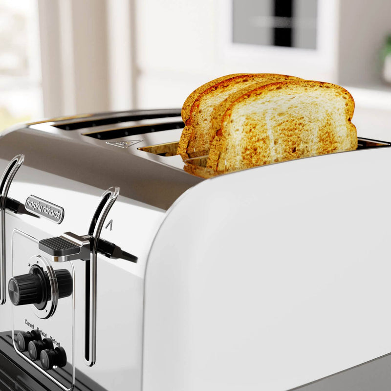 Morphy Richards 240134 Venture 4 Slice Toaster - White - Potters Cookshop