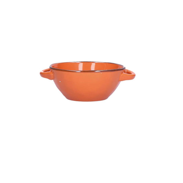 Rose & Tulipani Concerto Arancione Orange Soup Bowl With Handles - 14cm