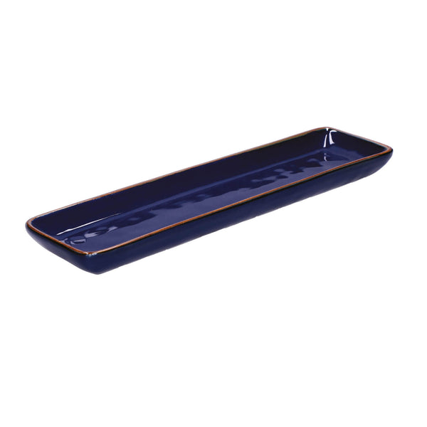 Rose & Tulipani Concerto Cobalto Indigo Blue Rectangular Tray - 32cm x 8cm